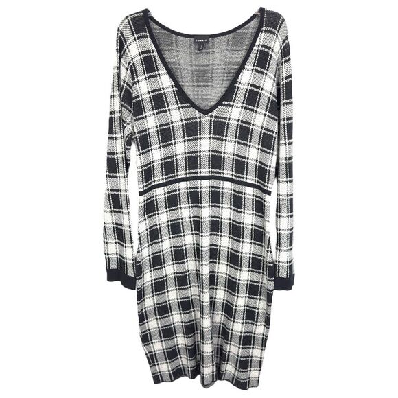 Torrid Plus Size 2X Dress Plaid Bodycon Sweater Dress Black White Knee‎ 969 - Picture 12 of 16